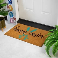 Natural Blue Hoppy Easter Bunny Coir Doormat