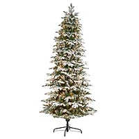 8ft. Pre-Lit Flocked North Carolina Fir Artificial Christmas Tree with Warm White LED Lights