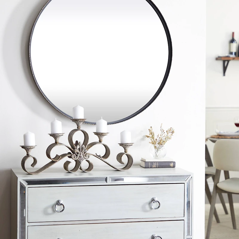 23'' Gray Iron Rustic Candle Holder