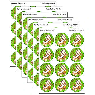 TREND Enterprises® Keep Rolling! Leather Scented Stickers, 6 Packs of 24