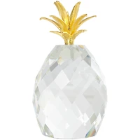 Clear & Gold Crystal Faceted Pineapple Sculpture Set