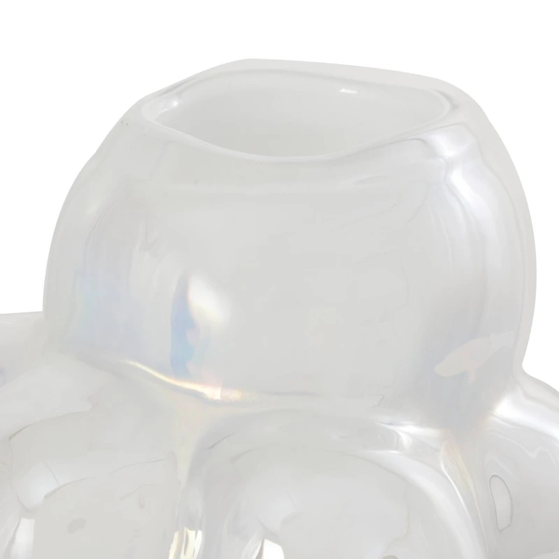 12" Clear Abstract Handmade Bubble Glass Vase