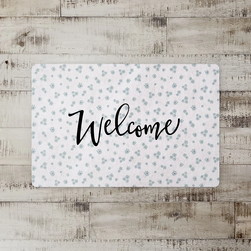 Daisy Print Welcome Floor Mat