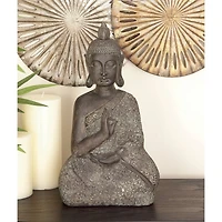 17" Brown Bohemian Polystone Buddha Sculpture