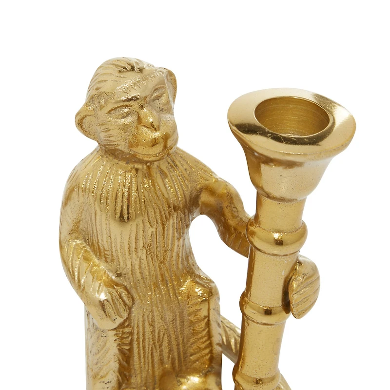 Set of 2 Gold Aluminum Glam Candle Holder, 3" x 5"