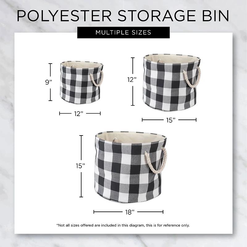 DII® Large Round Off White/Navy Buffalo Check Polyester Bin