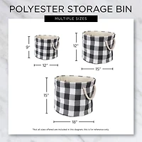 DII® Large Round Off White/Navy Buffalo Check Polyester Bin