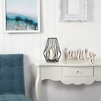 13" Geometric Black Metal Wire Votive Tea Lantern Candle Holder