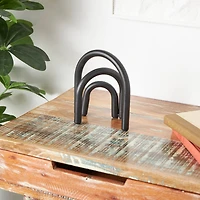 8" Black Metal Geometric Overlapping Arch Sculpture