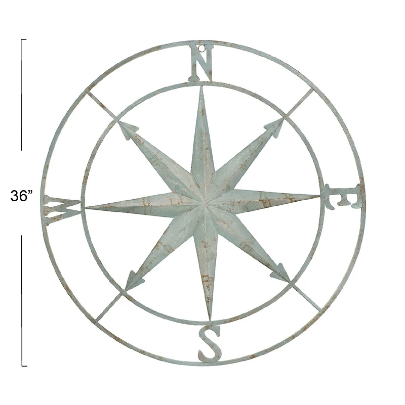 Hello Honey® Metal Compass Wall, Distressed Aqua