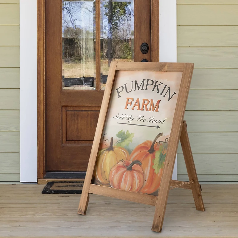 24" GlitzHome® Pumpkin Farm Wooden Porch Sign