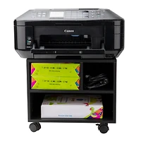 Mind Reader 15.7" Black Printer Cart with Rolling Supply Organization Shelves