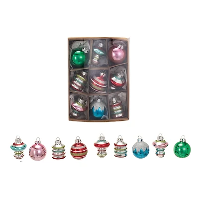 Hello Honey® Glitter & Stripes 9 Piece Hand-Painted Glass Ornament Set