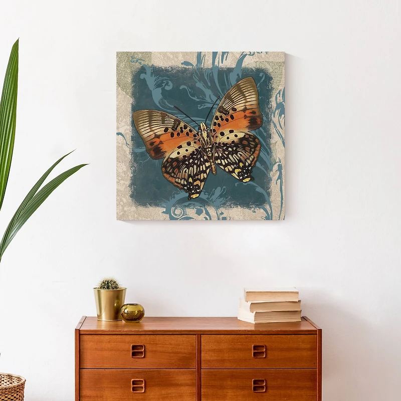 Swirls And Butterfly 20" x 20" Canvas Wall Art