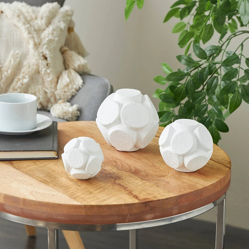 White Resin Textured Orbs Set