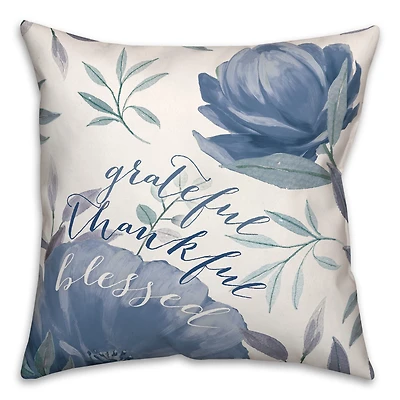 Grateful Thankful Flowers Pillow