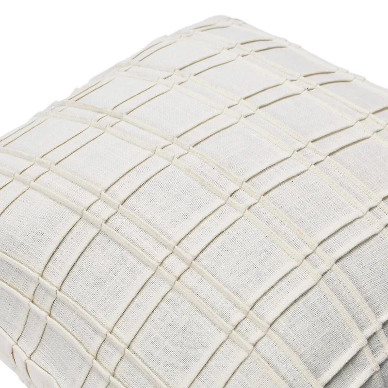 Hello Honey® 20'' Square Plaid Pleated Cotton Pillow Cover