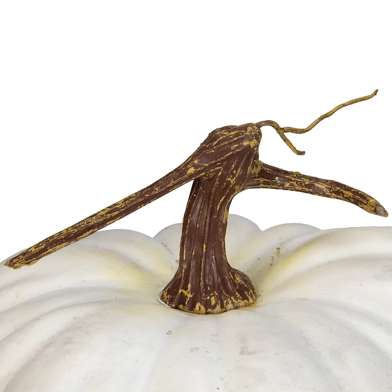 10" White Flat Round Pumpkin Tabletop Décor