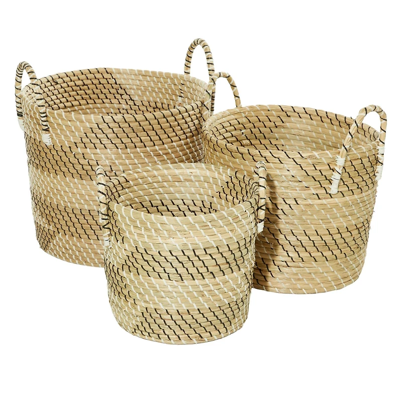Beige Seagrass Modern Storage Basket Set