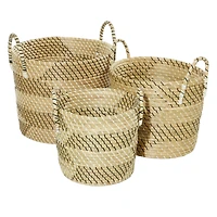 Beige Seagrass Modern Storage Basket Set