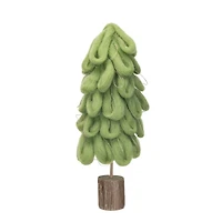 Hello Honey® 12" Light Green Wool Tree with Gold Cord & Wood Base