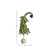 Hello Honey® 11" Green & Red Wool Felt Tree with Star