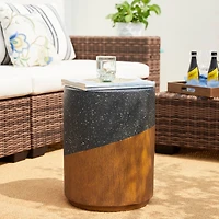 Glitzhome® 17.75" Multifunctional Faux Terrazzo & Wood Garden Stool