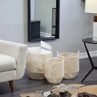 Cotton Handmade Storage Basket with Handles Set of 3 18", 16