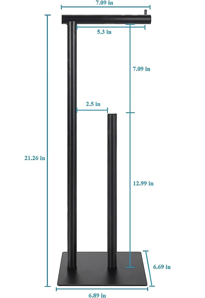 Black Freestanding Metal Toilet Paper Roll Holder