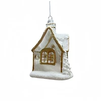 5" White Snow House Glass Ornament by Ashland®