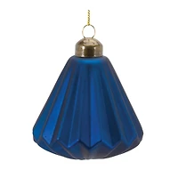Ribbed Blue Glass Onion & Bell Ornament Set