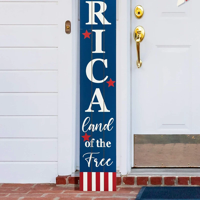 Glitzhome® 60" Wooden Patriotic America Porch Sign