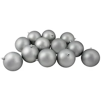 12ct. 4" Pewter Gray Shatterproof Matte Christmas Ball Ornaments