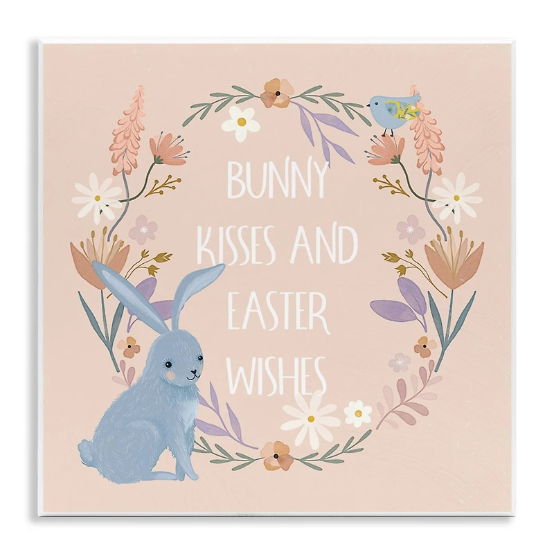 Stupell Industries Bunny Kisses Easter Wishes Wall Plaque Art