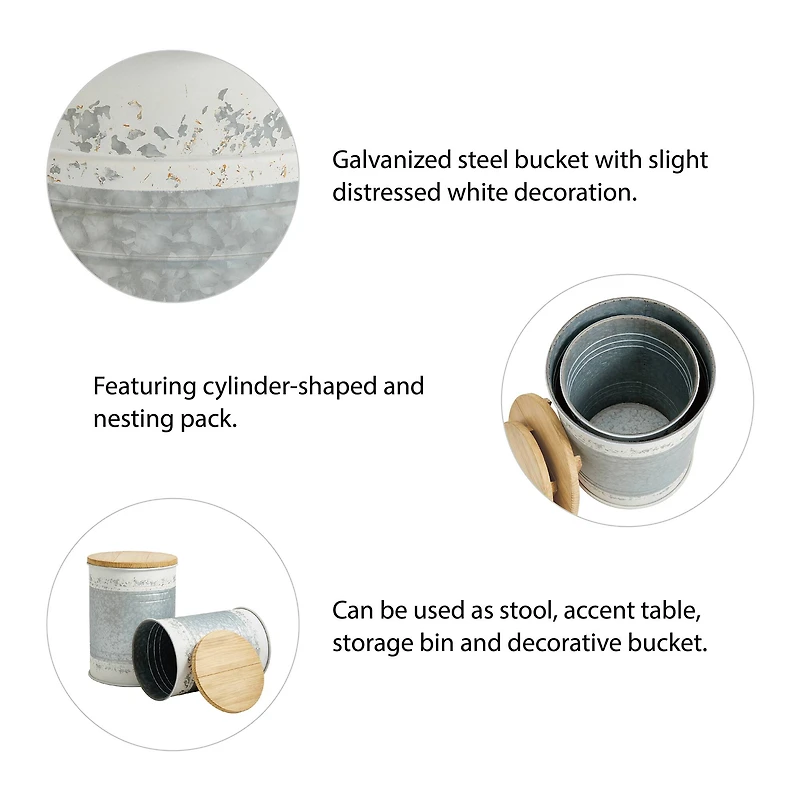 Glitzhome® Metal Storage Accent Table with Solid Wood Lid Set