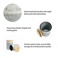 Glitzhome® Metal Storage Accent Table with Solid Wood Lid Set