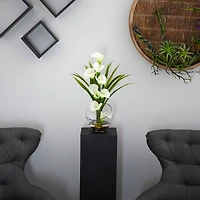 15.5" Calla Lily Arrangement in Clear Glass Vase