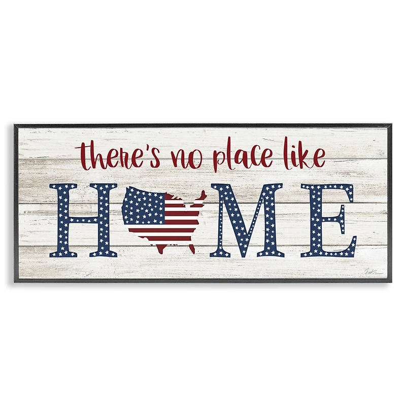 Stupell Industries Patriotic There's No Place Like Home Phrase Americana Framed Giclee Art