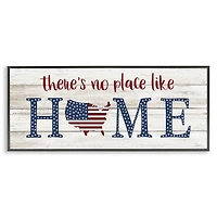 Stupell Industries Patriotic There's No Place Like Home Phrase Americana Framed Giclee Art