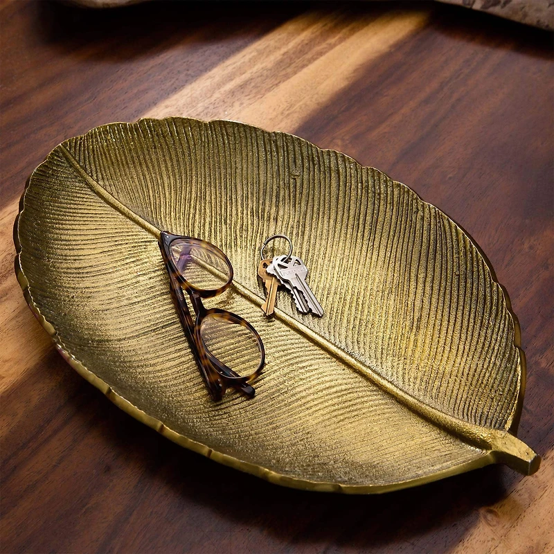 16" Gold Leaf Decorative Accent Tray