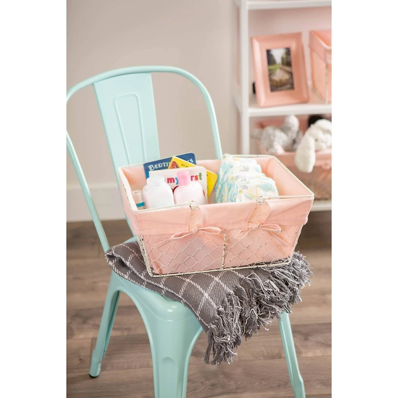DII® Blush Pink Lined Chicken Wire Basket Set