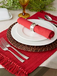 DII® Variegated Red Fringe Placemat & Napkin Set, 8ct.