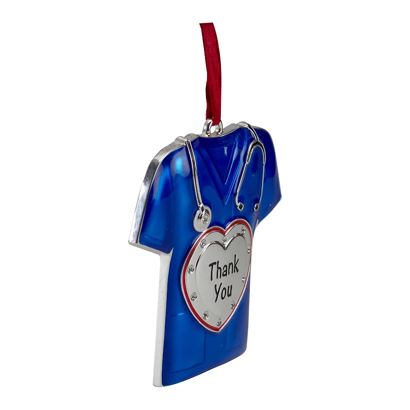 Silver Plated Blue Scrubs Crystal Embellished Ornament
