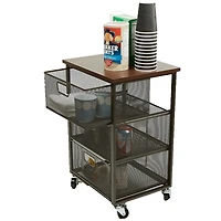 Mind Reader Black 3-Tier Metal Rolling File Cart with Drawers