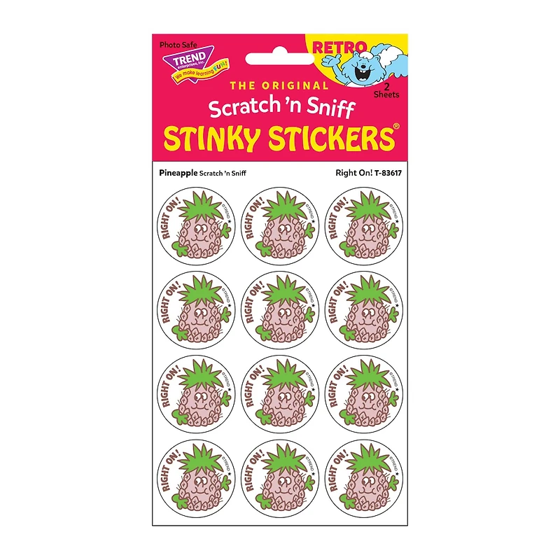 TREND Enterprises® Right On! Pineapple Scented Stickers, 6 Packs of 24