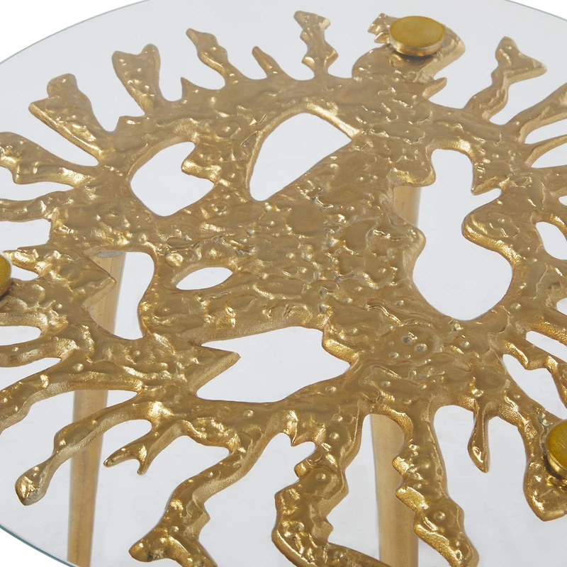 Gold Aluminum Modern Accent Table, 22" x 22" x 22"