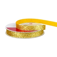 3/8" x 12ft. Gold Glitter Ribbon by Celebrate It® Christmas