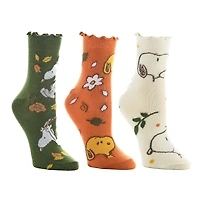 Peanuts® Snoopy 3 Pair Adult Ruffled Quarter Crew Sock Set
