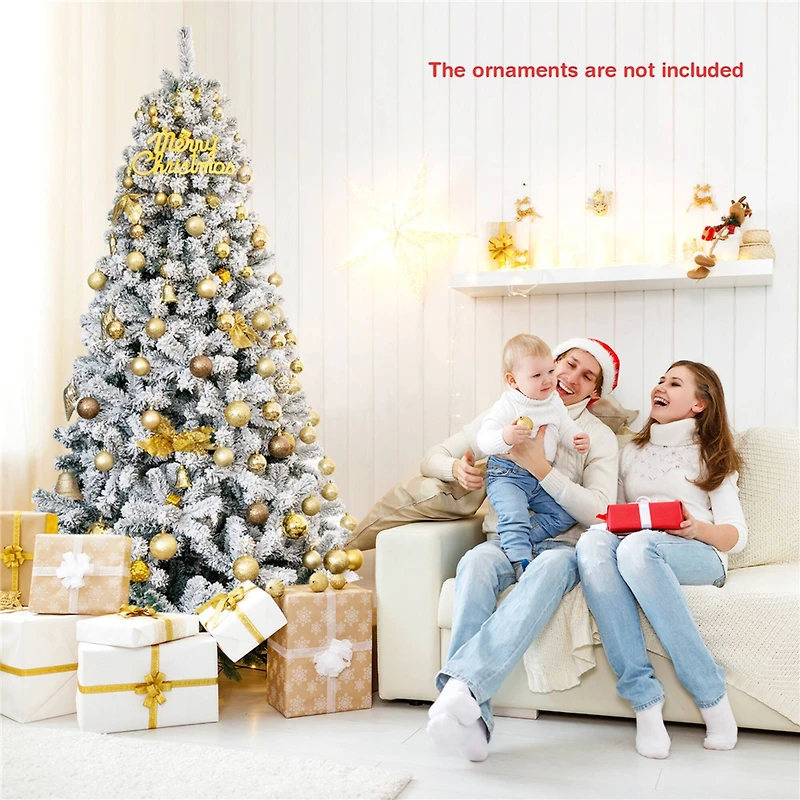 Costway 7.5ft. Unlit Snow Flocked Artificial Christmas Tree