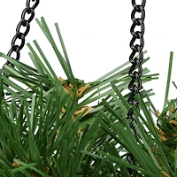 20" Tiffany Fir Hanging Basket With Warm White LED Battery Lights